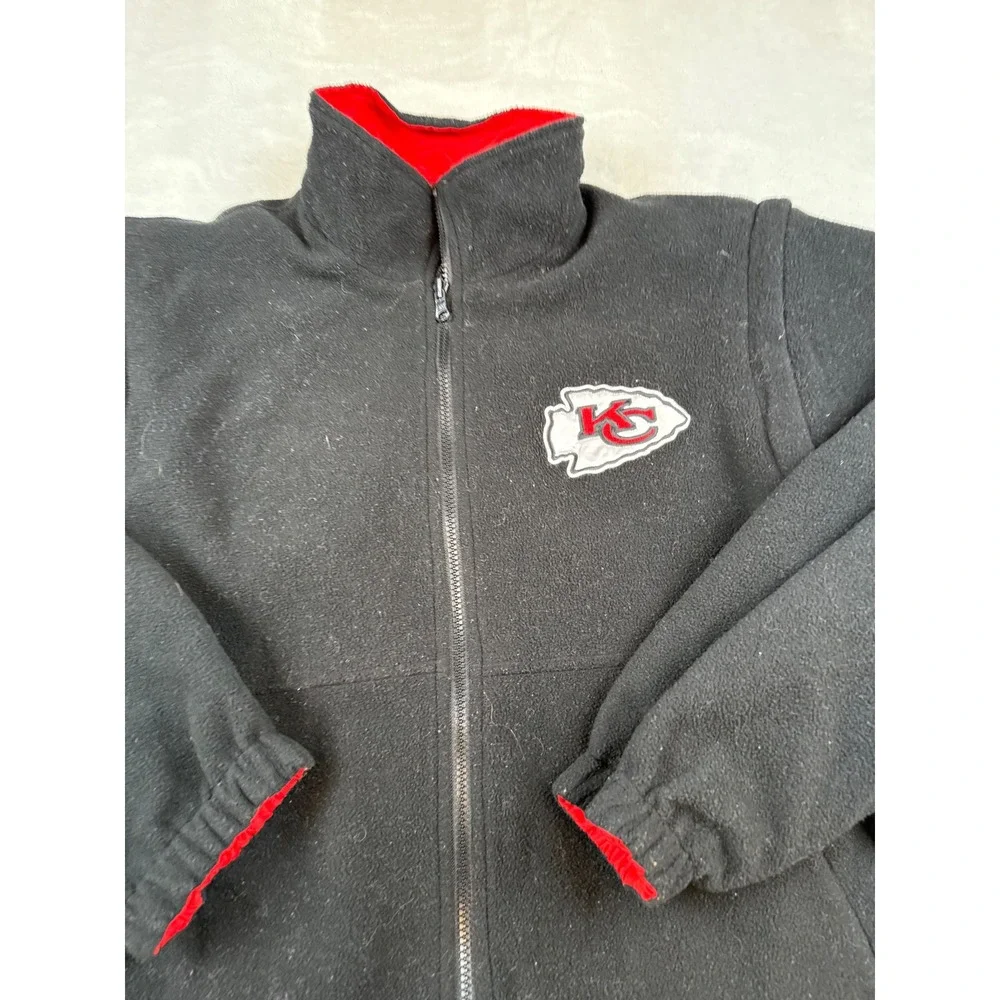 Kansas City Chiefs NFL‎ Reversible Jacket Men's Size M Red Black Fleece